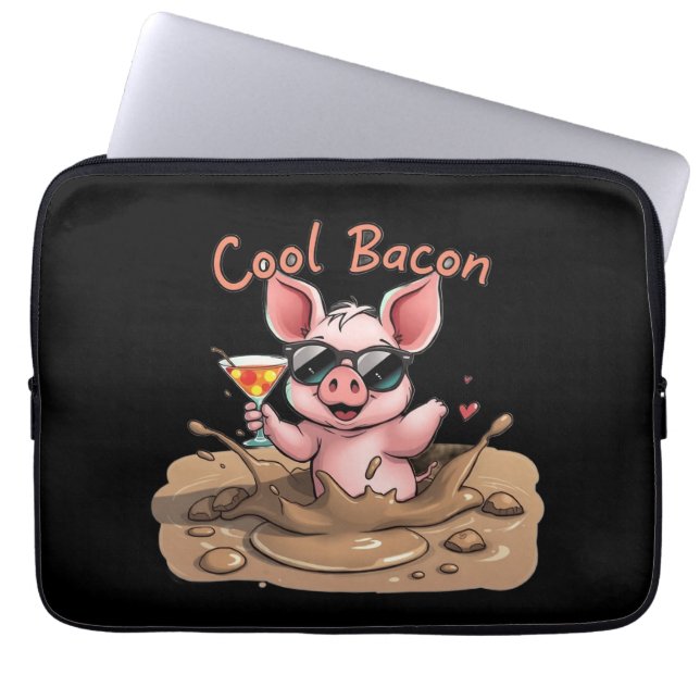 Capa Para Notebook "Bacon Legal" Leitão de Óculos de Sol (Frente)