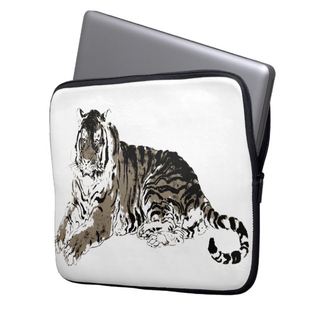 Capa Para Notebook Bag de Eletrônicos de Tigre de Relaxamento (Frente Esquerda)