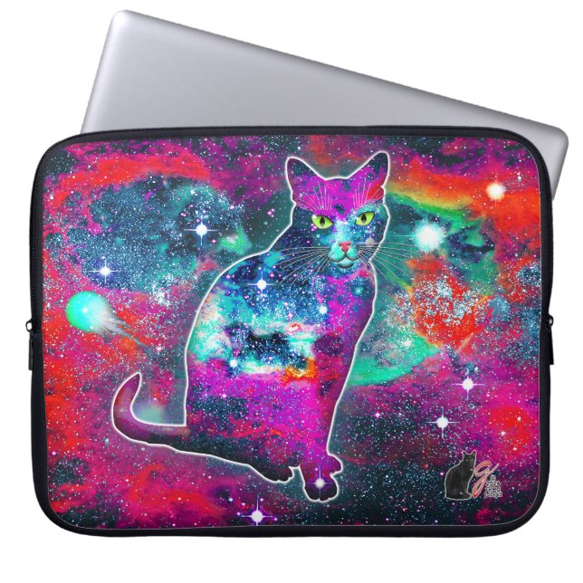 Capa Para Notebook Bag de Eletrônicos Delta de Gato Cósmico (Frente)
