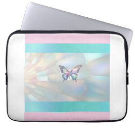 Capa Para Notebook Bag de Eletrônicos Holográficos de Borboleta Elega