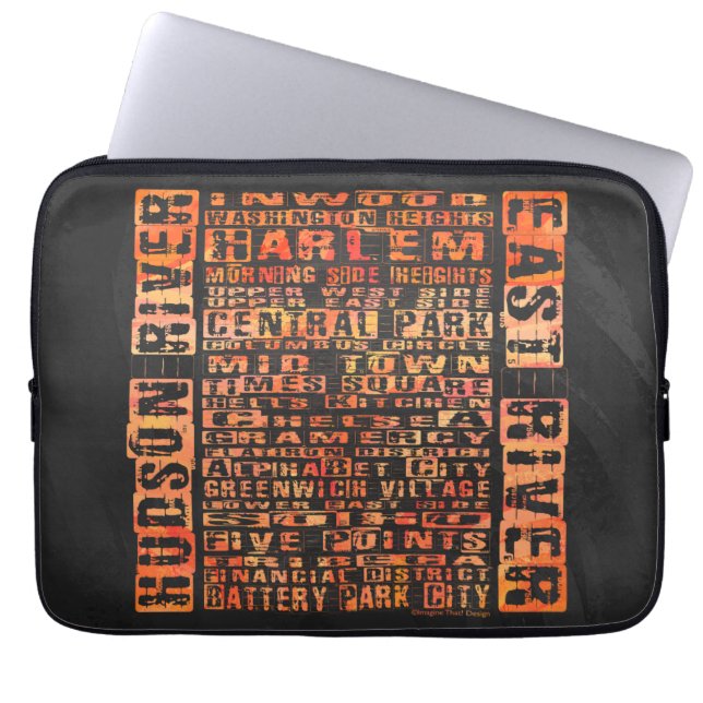 Capa Para Notebook Bairros de NYC Laranja (Frente)