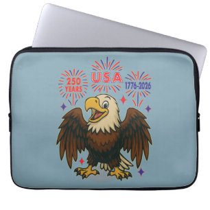 Capa Para Notebook Bald Eagle com Fireworks - EUA 250 Anos 1776-2026