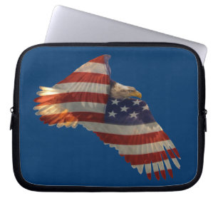 Capa Para Notebook Bald Eagle e Bolsa de laptop Patriótica do Bandeir