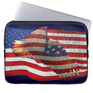 Capa Para Notebook Bald Eagle e Bolsa de laptop Patriótica do Bandeir