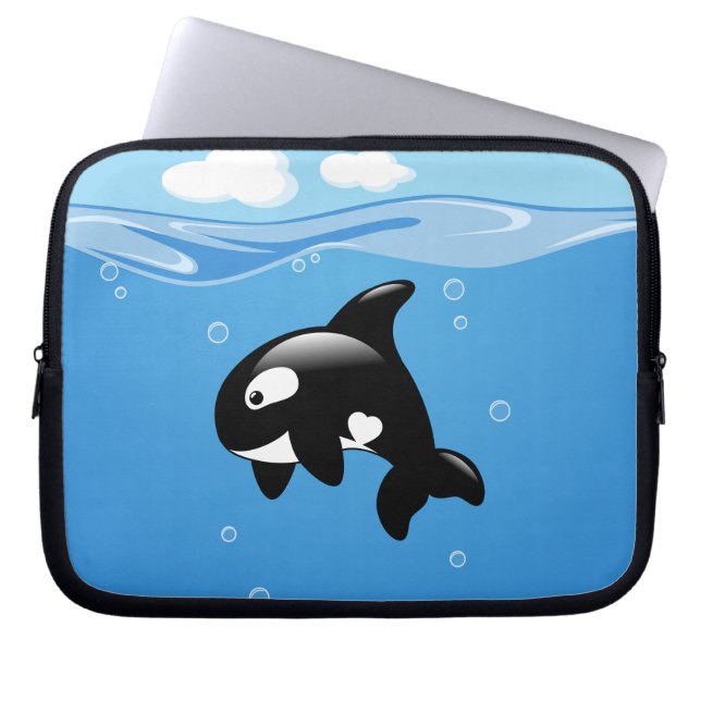 Capa Para Notebook Baleia Orca no Oceano (Frente)