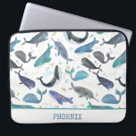 Capa Para Notebook Baleias de Aquarelas Oceanas Peixes Dourados Azul<br><div class="desc">Baleias de Aquarelas Oceanas Peixes Azuis Dourados,  Crianças Personalizadas,  laptop.</div>