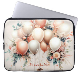 Capa Para Notebook Balões Florais de Pêssego Branco Colorido Festa El