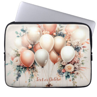 Capa Para Notebook Balões Florais de Pêssego Branco Colorido Festa El