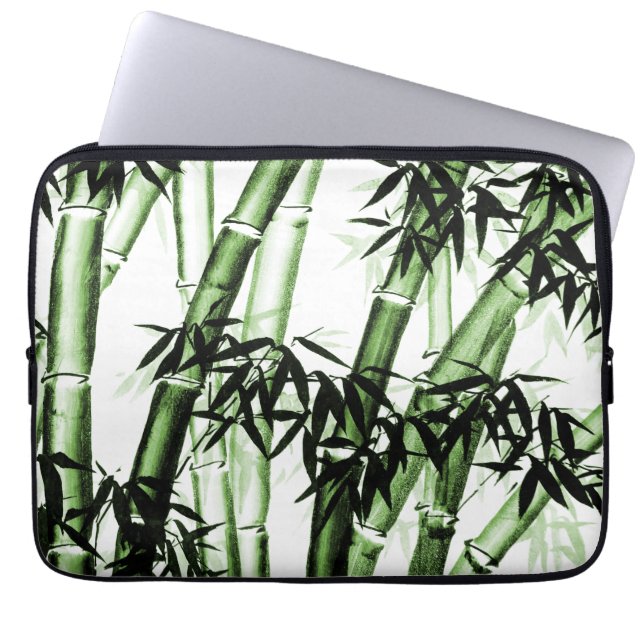 Capa Para Notebook Bambu - Arte Chinesa - Um - Verde (Frente)