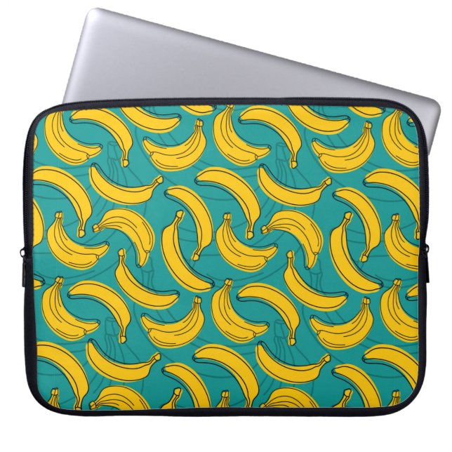 Capa Para Notebook Banana amarela com traço preto sem costura  (Frente)