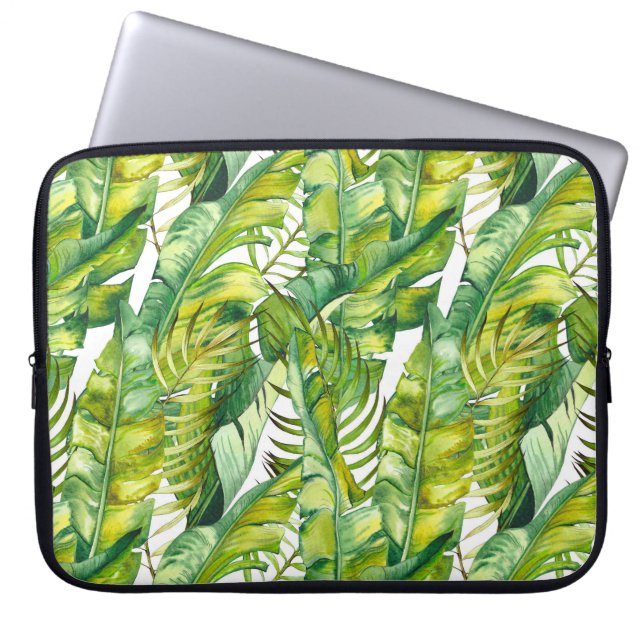 Capa Para Notebook Banana tropical deixa padrão de aquarela (Frente)