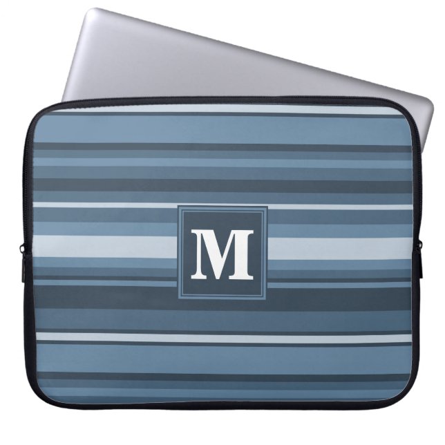 Capa Para Notebook Banda azul de cinza monograma (Frente)