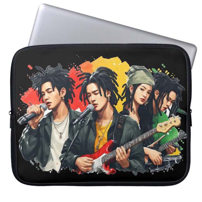 Capa Para Notebook Banda de Reggae Asiático K-Pop Dreadlocks Rasta (Frente)
