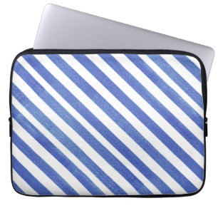 Capa Para Notebook Bandas Azuis e Brancas Angulares