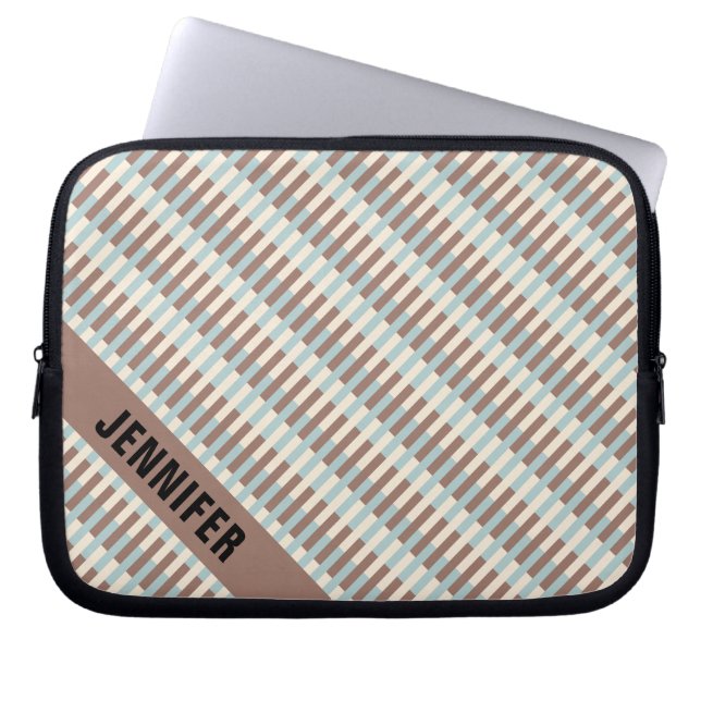 Capa Para Notebook Bandas Azuis Marrom Personalizáveis (Frente)