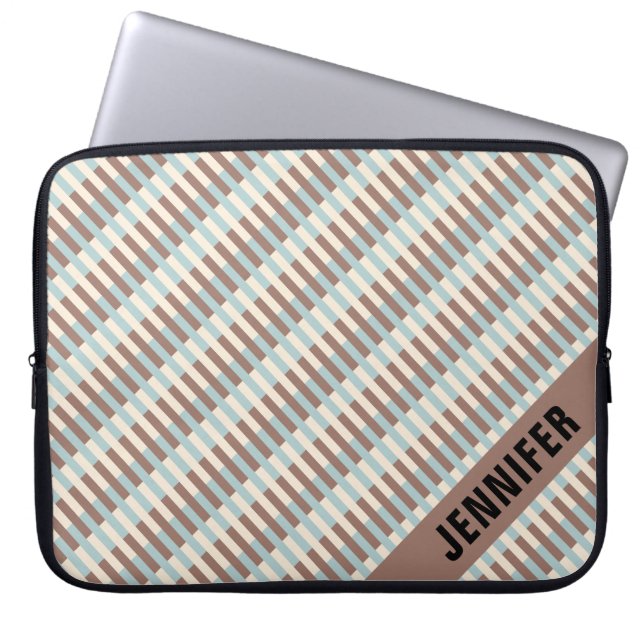 Capa Para Notebook Bandas Azuis Marrom Personalizáveis (Frente)