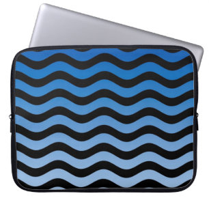 Capa Para Notebook Bandas de onda de gradiente azul