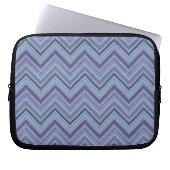Capa Para Notebook Bandas de ziguezague de cinza azul (Frente)