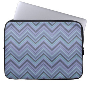 Capa Para Notebook Bandas de ziguezague de cinza azul