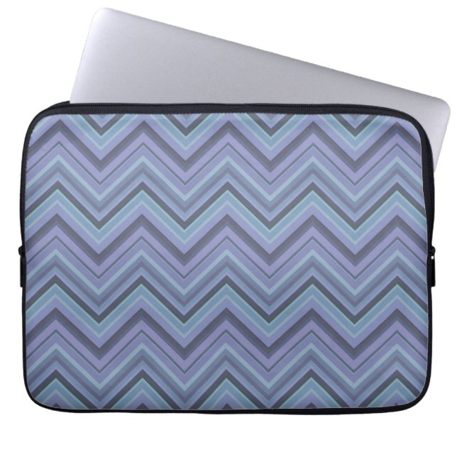 Capa Para Notebook Bandas de ziguezague de cinza azul (Frente)