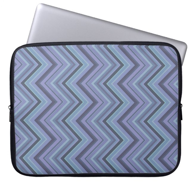 Capa Para Notebook Bandas de ziguezague de cinza azul (Frente)
