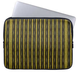 Capa Para Notebook Bandas Douradas e Pretas Elegantes