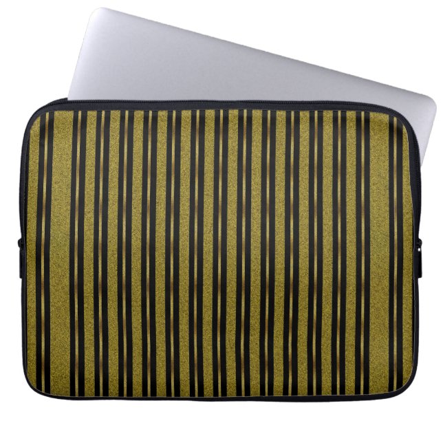 Capa Para Notebook Bandas Douradas e Pretas Elegantes (Frente)