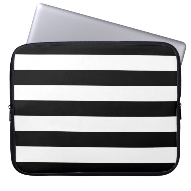 Capa Para Notebook Bandas Horizontais Pretas E Brancas (Frente)