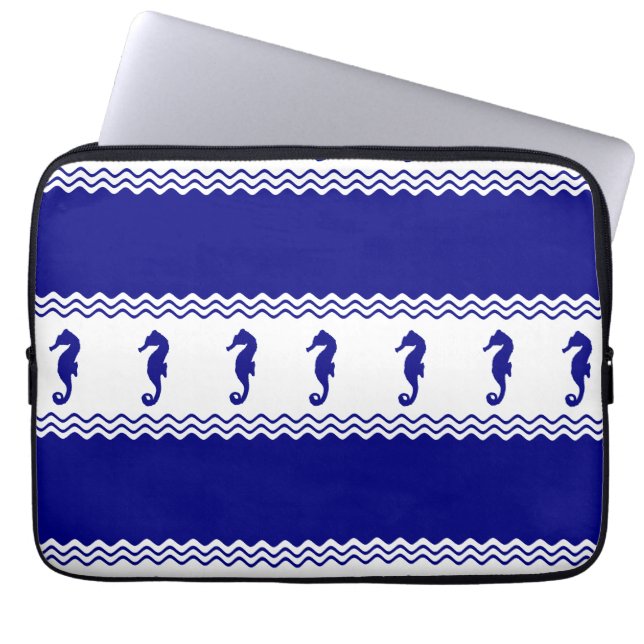 Capa Para Notebook Bandas-marinhos brancas-azuis (Frente)