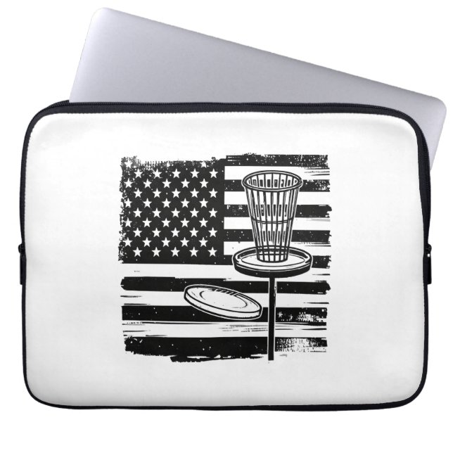 Capa Para Notebook Bandeira Americana de Golf de Disco (Frente)