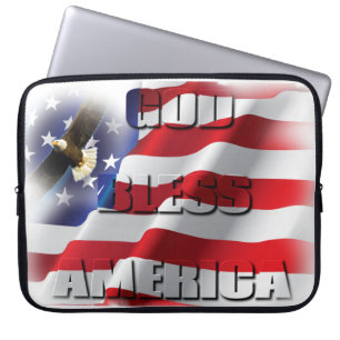 Capa Para Notebook Bandeira Americana Patriótica Deus Abençoe a Améri