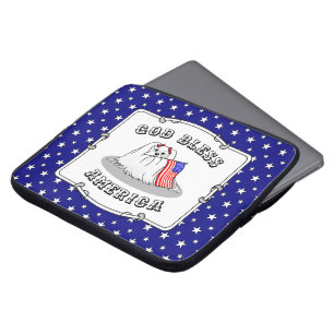 Capa Para Notebook Bandeira Americana Patriótica USA Cão Maltês - Cac