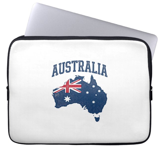 Capa Para Notebook Bandeira da Austrália Mapa Gráfico Antigo Maltrata (Frente)