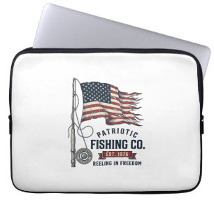 Capa Para Notebook Bandeira de Pesca Patriótica Vintage Design Vetori