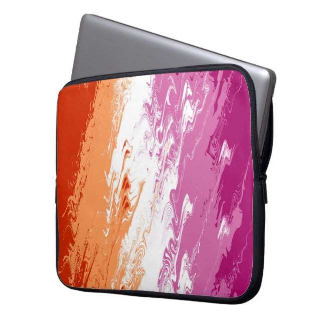 Capa Para Notebook Bandeira do Orgulho Lésbico Abstrato Trippy Squigg (Frente Esquerda)