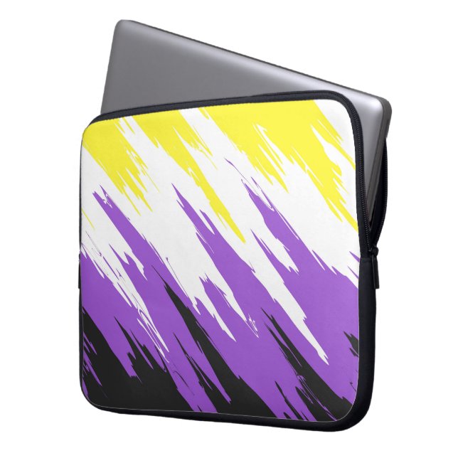 Capa Para Notebook Bandeira do Orgulho ZigZag Funky Grunge Abstrato N (Frente Esquerda)
