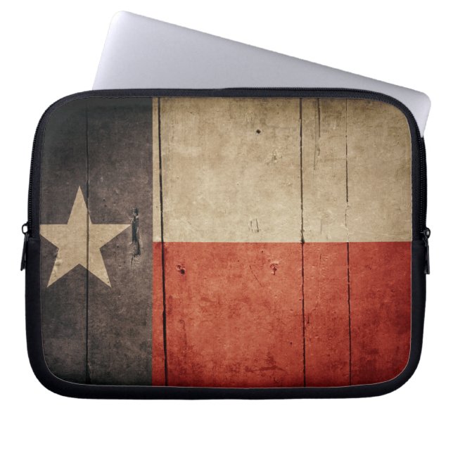 Capa Para Notebook Bandeira do Texas de madeira robusta (Frente)