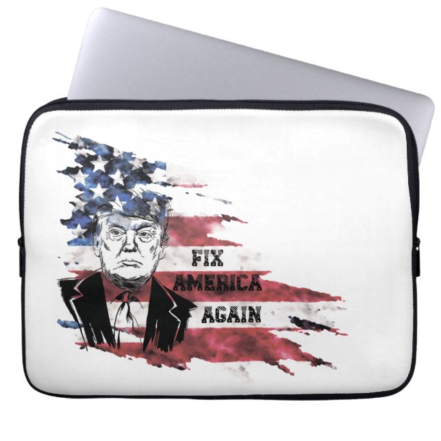 Capa Para Notebook Bandeira dos Estados Unidos. Donald Trump. (Frente)