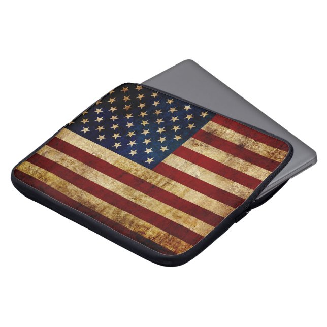 Capa Para Notebook Bandeira dos EUA / Grunged (Frente Topo)