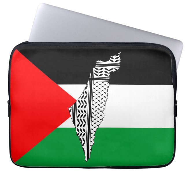 Capa Para Notebook Bandeira e Mapa da Palestina com Padrão Keffiyeg (Frente)