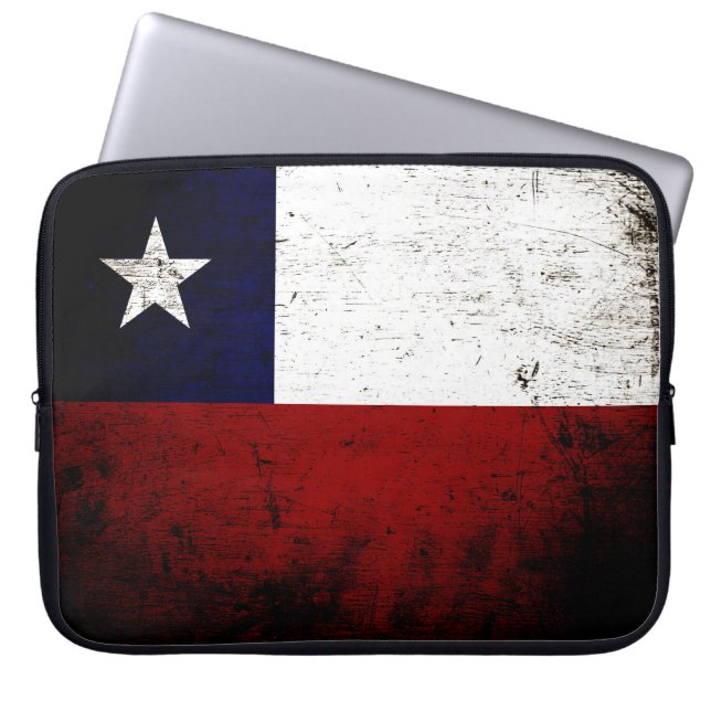 Capa Para Notebook Bandeira preta do Chile do Grunge (Frente)