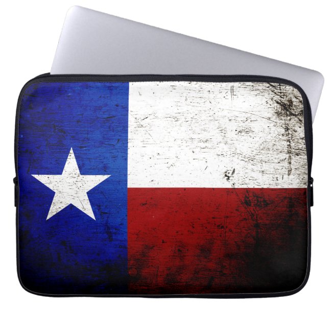 Capa Para Notebook Bandeira preta do estado de Texas do Grunge (Frente)
