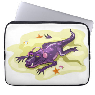 Capa Para Notebook Banho-Do-Sol Do Anteossauro Com Fones de ouvido.