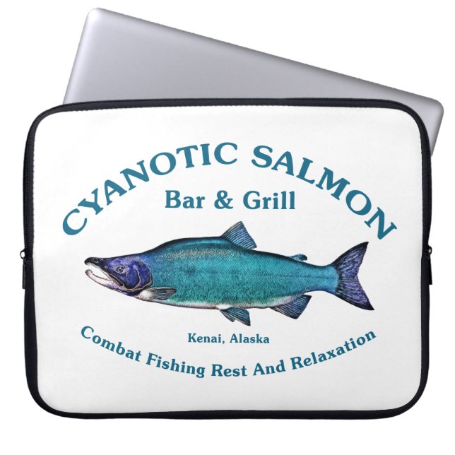 Capa Para Notebook Bar de salmão cianótico e grill (Frente)