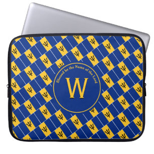 Capa Para Notebook BARBADOS FLAG Monograma Personalizado Laptop Barba