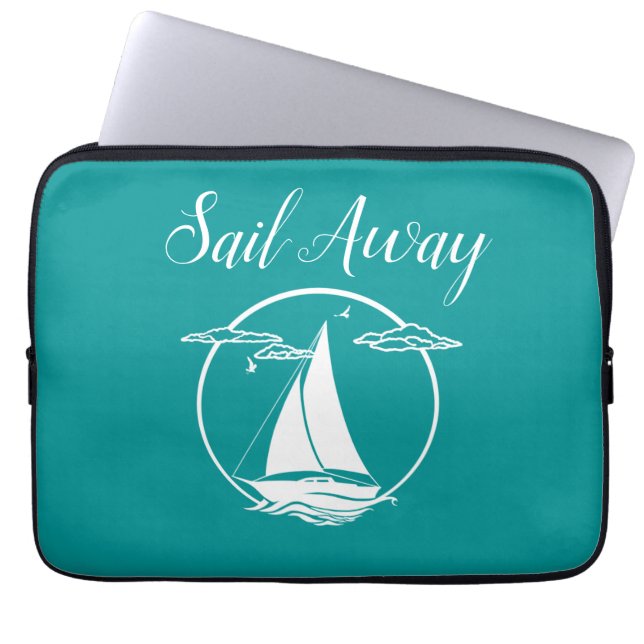 Capa Para Notebook Barco branco de vela/vela/silhueta (Frente)