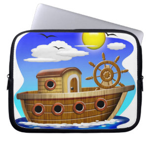 Capa Para Notebook Barco de Pesca Cartoon