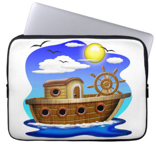 Capa Para Notebook Barco de Pesca Cartoon
