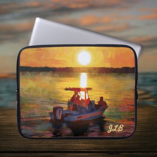 Capa Para Notebook Barco para a Bolsa de laptop Sunset Neoprene