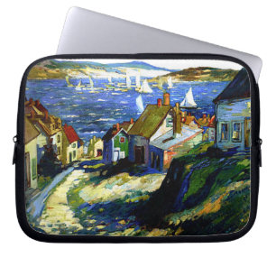Capa Para Notebook Barcos à vela pelo porto, pintura de arte